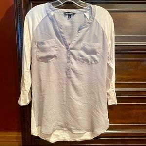 Express Mixed Media 3/4 Sleeve Top | M